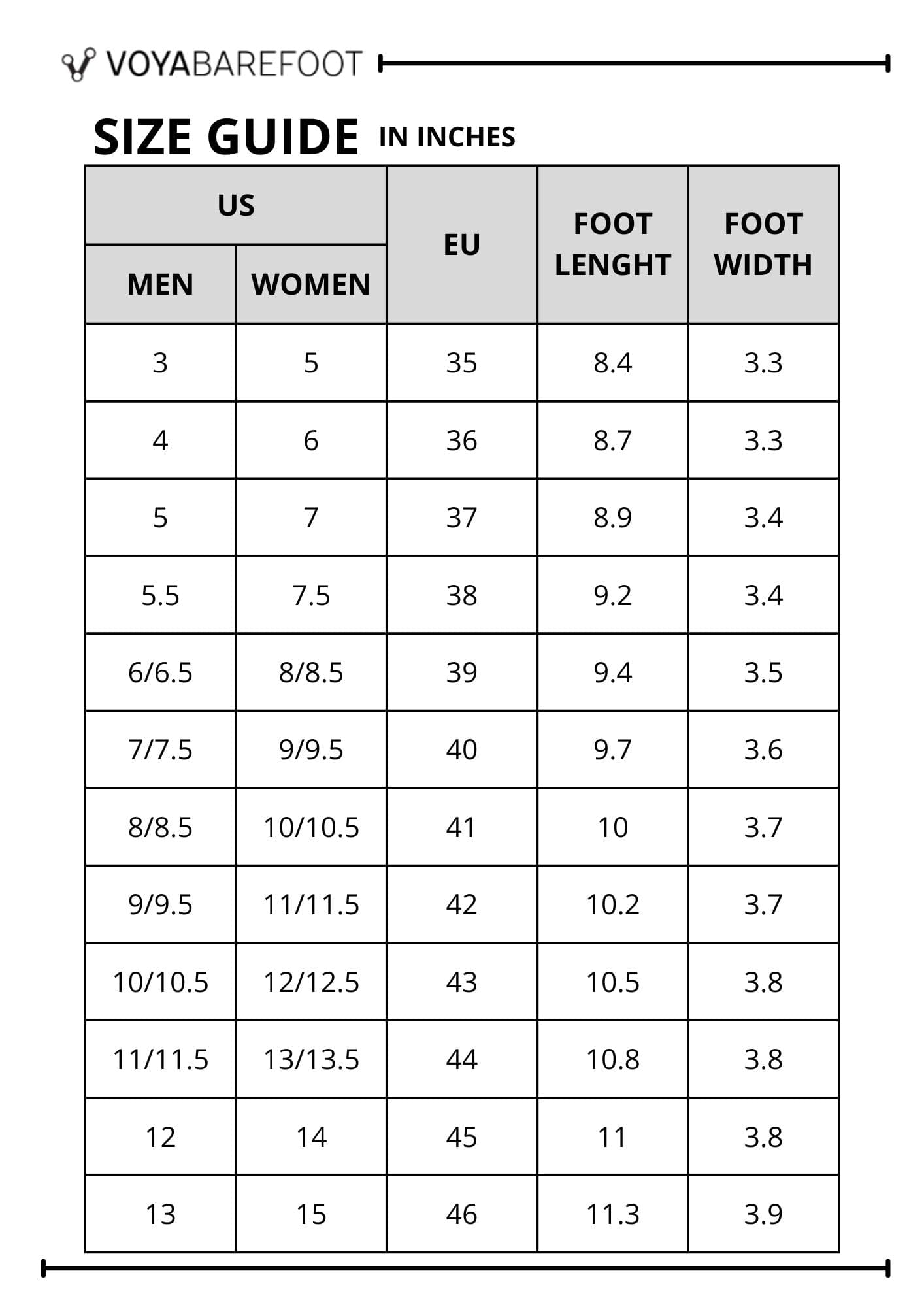 TevoGrip-BOGO size chart
